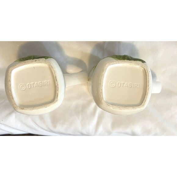 Vintage Otagiri Japan Mugs birds of paradise Tiki Coffee Cups square bottom MCM - Picture 4 of 7